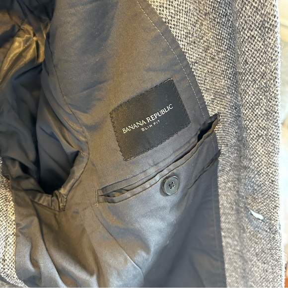 Banana Republic Grey Wool cotton blend slim fit blazer sports jacket lined - Picture 5 of 6